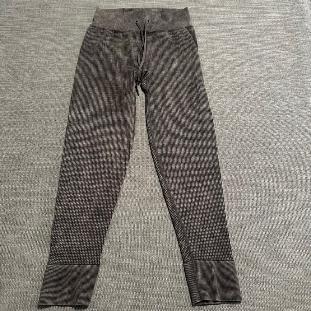 PINK Active Joggers Women XL Gray Waffle Knit Mineral Wash Thermal